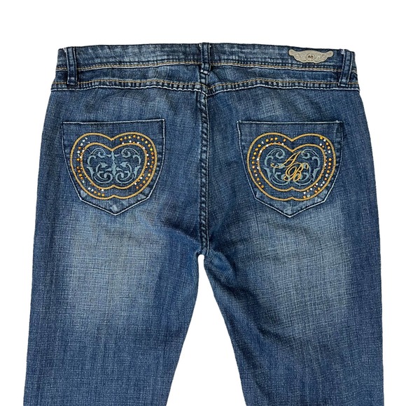 Apple Bottoms Denim - Apple Bottom Jeans Y2K Embellished Size 9 / 10 Skinny Rhinestone Distressed